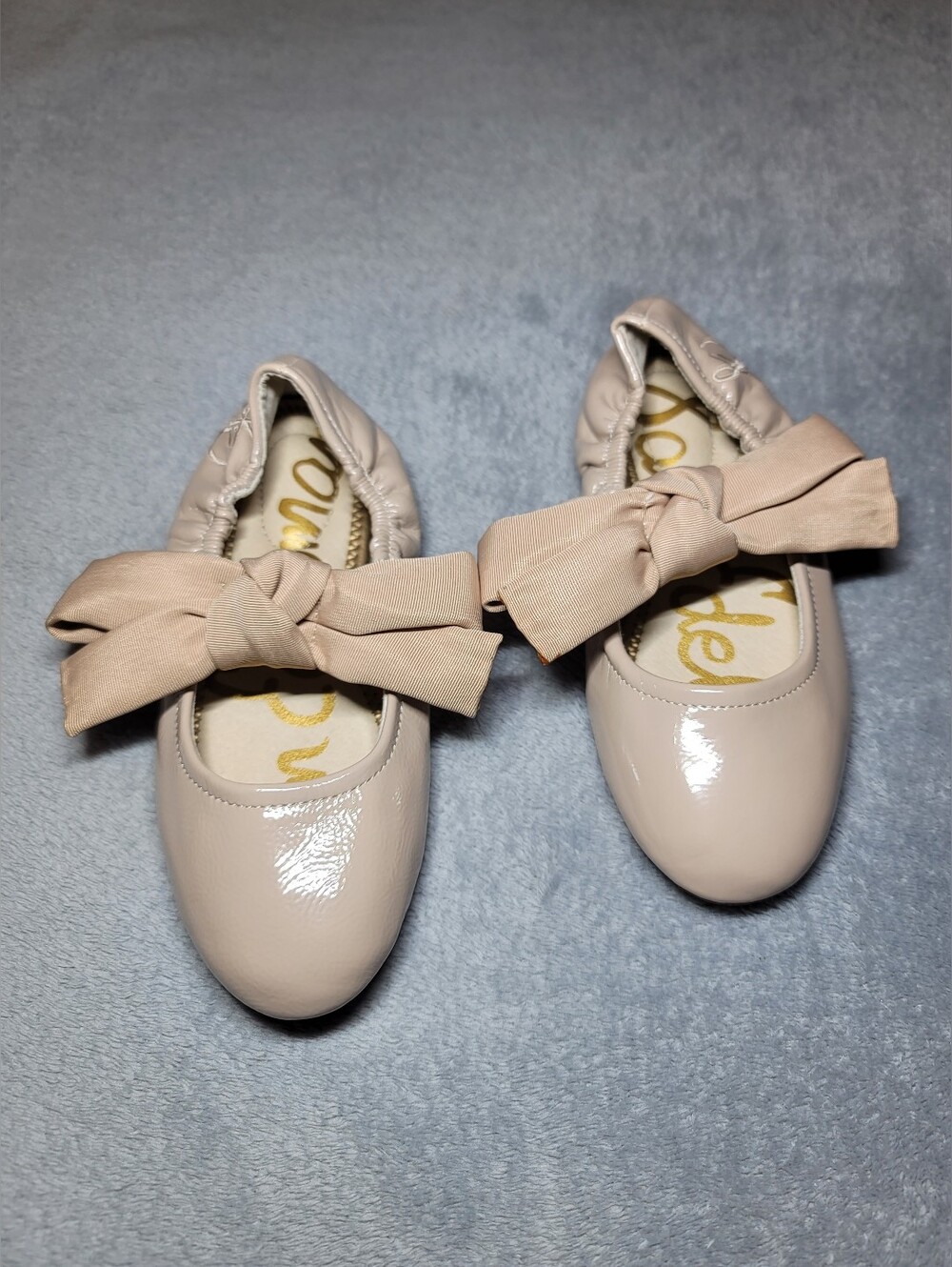 Sam Edelman Kids Felicity Ballet Flats Bow Tan Chai Latte Size 2 Big Kid
